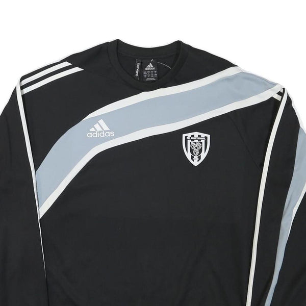 ADIDAS Mens Black & Grey Football Club Crest Crew Neck L Sweatshirt Long Sleeve