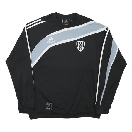 ADIDAS Mens Black & Grey Football Club Crest Crew Neck L Sweatshirt Long Sleeve