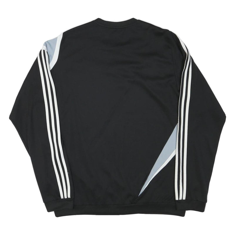 ADIDAS Mens Black & Grey Football Club Crest Crew Neck L Sweatshirt Long Sleeve