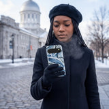 Powder Blue Whales Google Pixel 10/10 Pro Case - Lifestyle photo showing phone case in use