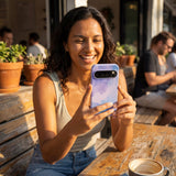Lavender Blue Reflections Google Pixel 10/10 Pro Case - Lifestyle photo showing phone case in use