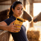 Honey Sun and Moon Google Pixel 10/10 Pro Case - Lifestyle photo showing phone case in use