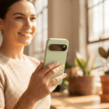 Sage Green Grow and Flourish Google Pixel 10/10 Pro Case - Lifestyle photo showing phone case in use