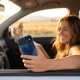Powder Blue Denim Heart Google Pixel 10/10 Pro Case - Lifestyle photo showing phone case in use