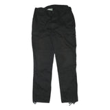 Black Mens Cotton Blend Regular Straight Trousers W32 L32 Cargo Pocket Zip