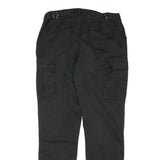 Black Mens Cotton Blend Regular Straight Trousers W32 L32 Cargo Pocket Zip