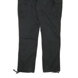 Black Mens Cotton Blend Regular Straight Trousers W32 L32 Cargo Pocket Zip