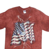 GILDAN Mens Red Tie Dye USA Flag Graphic T-Shirt M Short Sleeve Crew Neck