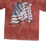 GILDAN Mens Red Tie Dye USA Flag Graphic T-Shirt M Short Sleeve Crew Neck