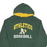 FANATICS Mens Green & Yellow Athletics Baseball Hoodie L Cotton Blend Pullover