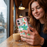 Clear Berry Belle iPhone 17 Case With Petal Pink Ridge (MagSafe included) - Lifestyle photo showing phone case in use