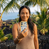 Clear Blueberry Pop iPhone 17 Pro Case With Sunbeam Ridge (MagSafe included) - Lifestyle photo showing phone case in use