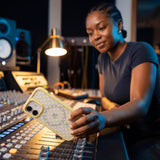 Clear Sugar Dots iPhone 17 Case With Sunbeam Ridge (MagSafe included) - Lifestyle photo showing phone case in use