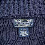 Polo By Ralph Lauren Striped 1/4 Zip - XL Blue Cotton
