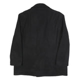 LAUREN RALPH LAUREN Mens Black Wool Blend Pea Jacket L Woven Button