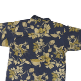 BILL BLASS Mens Navy & Yellow Floral Pattern Shirt L Polyester Blend Casual