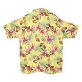 Mens Yellow Tropical Print Cotton Blend Short Sleeve Shirt L Summer Casual