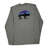 Buffalo Patagonia Graphic Long Sleeve T-Shirt - Medium Gray Cotton