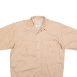 STANFORD Mens Beige Cotton Short Sleeve Shirt L Button Pocket Casual Summer