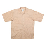 STANFORD Mens Beige Cotton Short Sleeve Shirt L Button Pocket Casual Summer