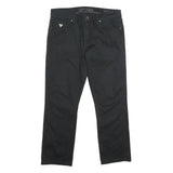 GUESS Mens Cotton Blend Black Regular Fit Straight Leg Trousers W34 L28 Zip