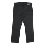 GUESS Mens Cotton Blend Black Regular Fit Straight Leg Trousers W34 L28 Zip