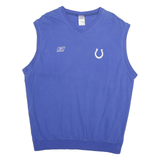 REEBOK Mens Blue V-Neck XL Sleeveless Sweatshirt Cotton Blend Casual Sports