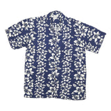 SPICY BAMBLI Mens Blue & White Floral Rayon Shirt M Summer Casual Beachwear