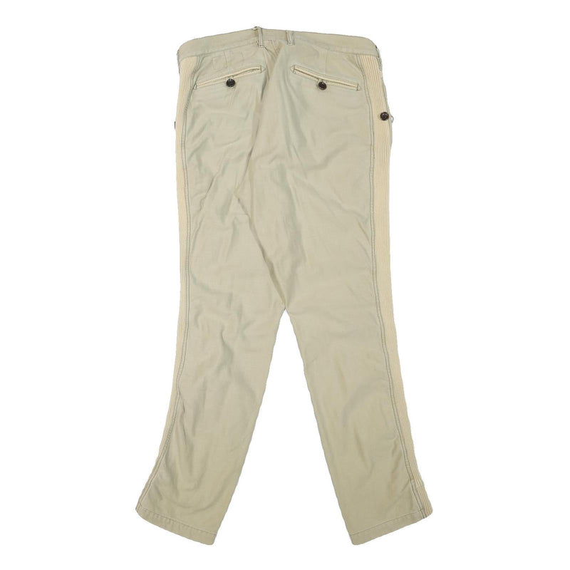 WORK NOT WORK Mens Cotton Blend Beige Slim Straight Trousers W34 L31 Stylish
