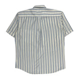 80S/90S Levis Striped Short Sleeve Shirt - Large White Polyester Blend