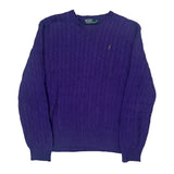 Polo By Ralph Lauren Cable Knit Sweater - Large Purple Cotton