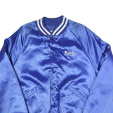 Mens Blue Satin Button Jacket L Plain Varsity Retro USA Furniture Flint Michigan