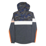 SUPERDRY Mens Blue & Grey Colourblock Camouflage Outdoor Jacket S Polyester