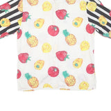 Mens White & Black Fruit Print Cotton Blend Shirt L Casual Summer Short Sleeve