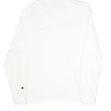 CHAMPION Mens White Hoodie S Cotton Blend Pullover Logo Sweatshirt