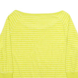 NIKE Womens Yellow Striped Plain Round Neck Basic Knit Jumper M Casual