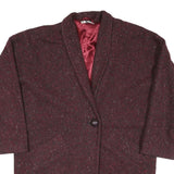 MOI Womens Maroon Burgundy Classic Jacket M Cotton Blend Plain Button Closure