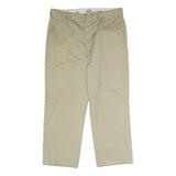 DICKIES Mens Classic Beige Polyester Zip Trousers W38 L29 Workwear Flat Front