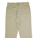 DICKIES Mens Classic Beige Polyester Zip Trousers W38 L29 Workwear Flat Front