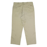 DICKIES Mens Classic Beige Polyester Zip Trousers W38 L29 Workwear Flat Front