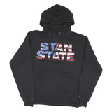 CHAMPION Mens Black Stand State Pullover Hoodie M Cotton Blend Casual