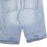 CANDA Mens Shorts Blue Denim Casual L W34 Cotton Blend Zip Pockets