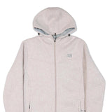 NEW BALANCE Womens Cream Hooded Zip Jacket L Polyester Blend Plain Lightweight