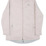 NEW BALANCE Womens Cream Hooded Zip Jacket L Polyester Blend Plain Lightweight