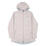 NEW BALANCE Womens Cream Hooded Zip Jacket L Polyester Blend Plain Lightweight