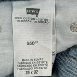 Levis 550 Jeans - 35W 32L Blue Cotton