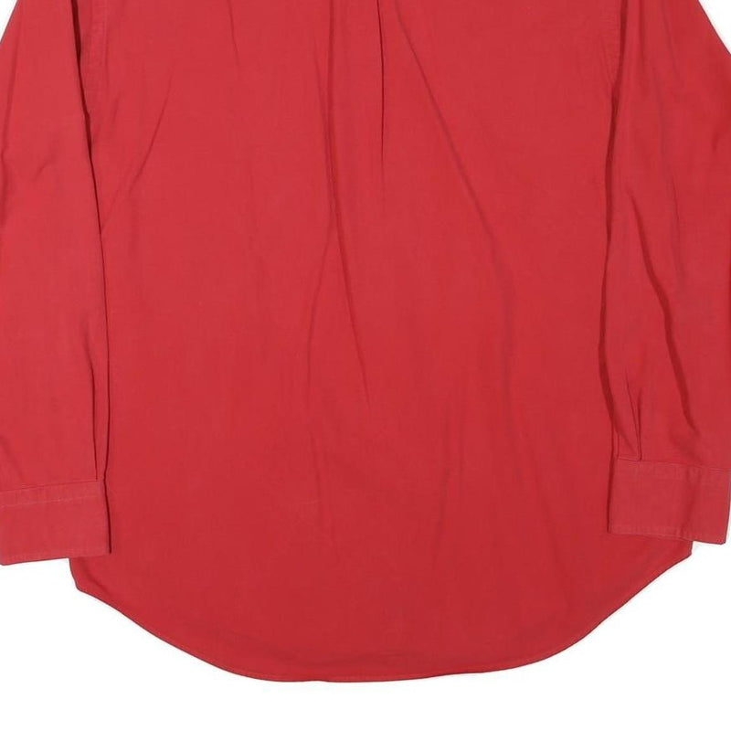 TOMMY HILFIGER Mens Red Cotton Blend Shirt L Button Down Classic Fit Casual