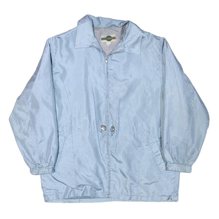 OUT BROOK Mens Blue Casual Jacket L Polyester Blend Plain Zip Comfortable Long