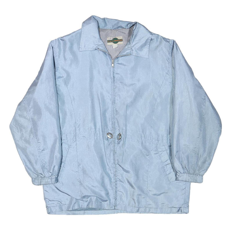 OUT BROOK Mens Blue Casual Jacket L Polyester Blend Plain Zip Comfortable Long