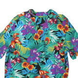 JOSEPHINE Womens Green Tropical Floral Print Short Sleeve Shirt L Cotton Blend